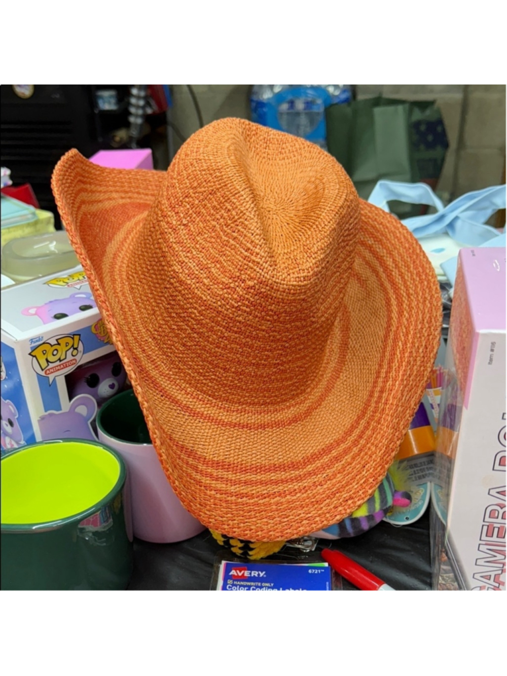 Universal Thread Vibrant Orange Women's Straw Cowboy Hat NWT